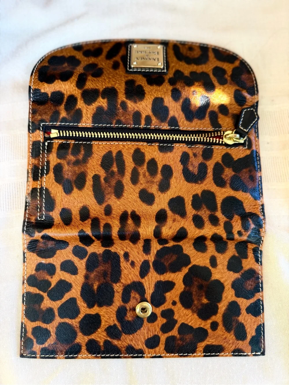 Dooney & Bourke Leopard Print Tote with Black Patent Trim and Matching Wallet!